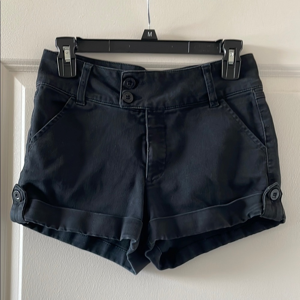 GP Jeans High Waisted Black Shorts with Cuffed Hem